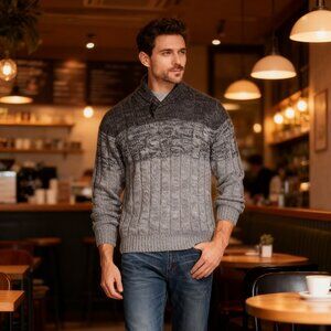 Weatherproof Vintage Mens Ombré Shawl-Neck Sweater Size XXL